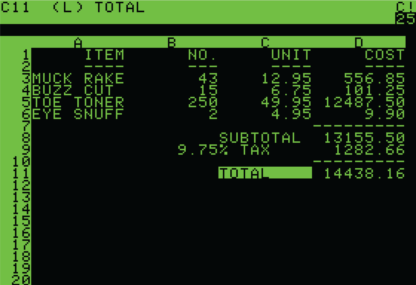 Gold ol' Visicalc