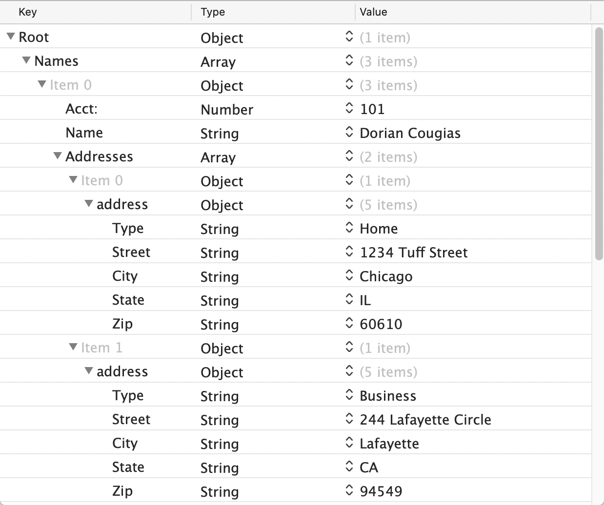 A complex object array