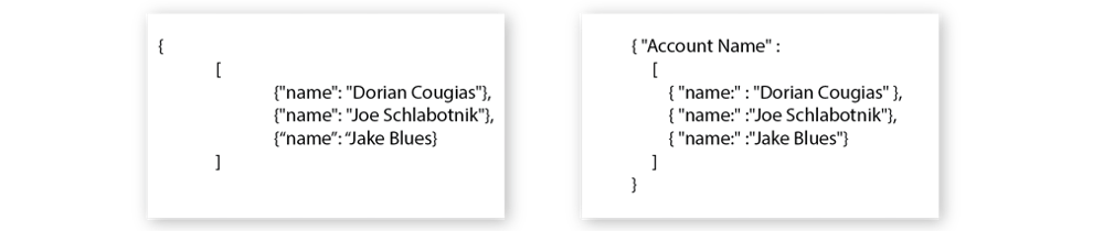 Un-named (left) and named (right) JSON arrays